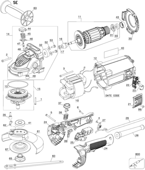 Part Location Diagram of N410308 DeWALT BRUSH HLDR ASSY