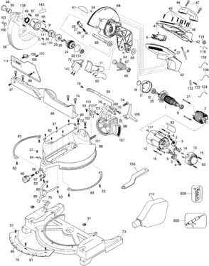 Page A Diagram and Parts List for DW705-B2 7 DeWALT Miter Saw