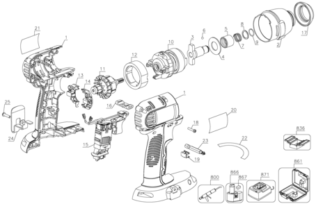 Page A Diagram and Parts List for DC835KA-BR 1 DeWALT Impact Driver