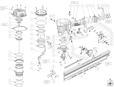 Diagram Diagram and Parts List for DWF83PLR Type 0 DeWALT Nailer