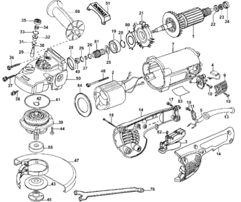 Default Diagram and Parts List for D28476WB3 Type 3 DeWALT Grinder