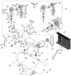 Default Diagram and Parts List for D55932FAR Type 1 DeWALT Compressor