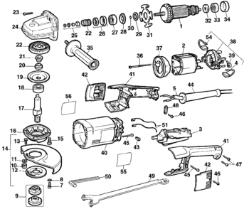 Page A Diagram and Parts List for DW852-B2 3 DeWALT Grinder