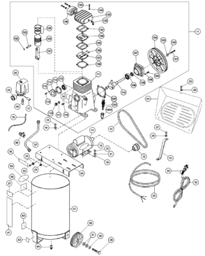 Default Diagram and Parts List for D55920FB3 Type 1 DeWALT Compressor
