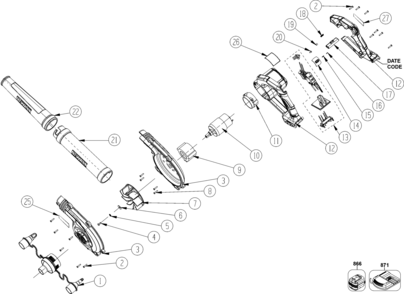 Part Location Diagram of 5140173-22 DeWALT HOUSING ASSEMBLY