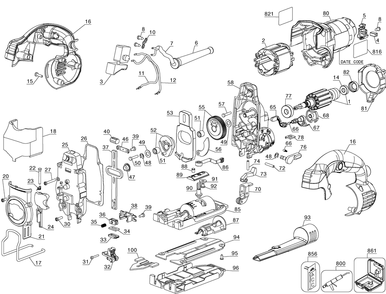 Diagram Diagram and Parts List for DW331KR Type 11 DeWALT Jig Saw