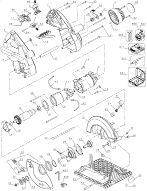 Default Diagram and Parts List for DW007K Type 1 DeWALT Circular Saw