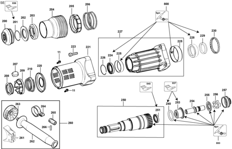 tool holder Diagram and Parts List for D25763K Type 1 DeWALT Hammer