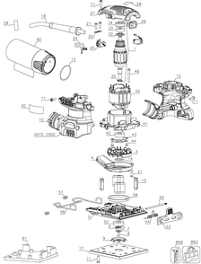 Diagram Diagram and Parts List for DWE6411KR Type 1 DeWALT Orbital or Palm Sander