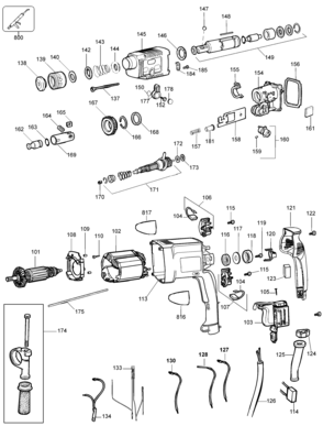 Page A Diagram and Parts List for D25003K-AR 2 DeWALT Hammer