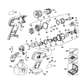 Drill Diagram and Parts List for DW990K-2TY1  DeWALT Drill