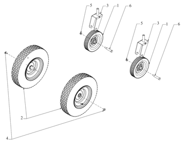 Wheels Diagram and Parts List for DW33 (DXGMW33344R)(2022) DeWALT Lawn Mower