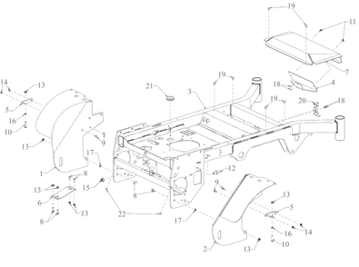 Frame Diagram and Parts List for DXGX554P (53AL8CS7038)(2021) DeWALT Lawn Tractor