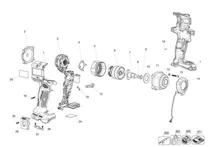 Exploded Diagram A Diagram and Parts List for DCF921B Type 1 DeWALT Impact Driver