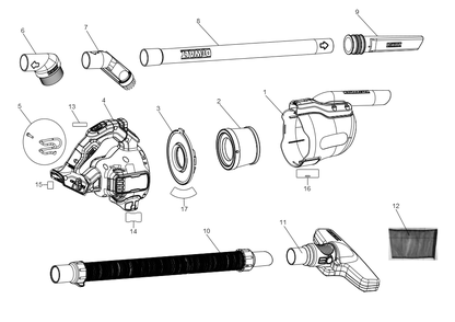 Exploded Diagram A Diagram and Parts List for DCV501HB Type 1 DeWALT Hand Vacuum