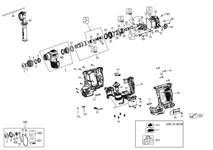 Exploded Diagram C Diagram and Parts List for DCH072B Type 1 DeWALT Hammer Drill