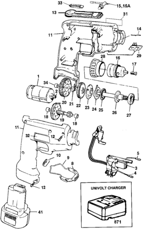 Default Diagram and Parts List for DW946K Type 1 DeWALT Electric Drill