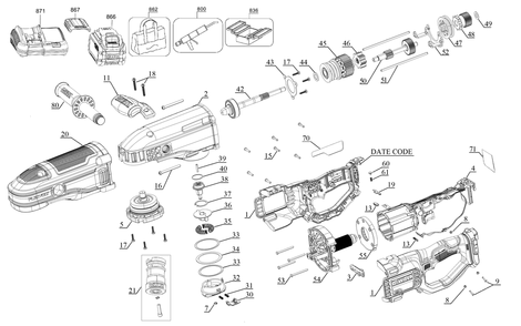 Part Location Diagram of N825538 DeWALT Quick Connect Chuck