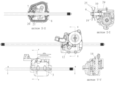 Transmission Diagram and Parts List for DCMWSP244 (18AEU2C2738)(2023) DeWALT Lawn Mower