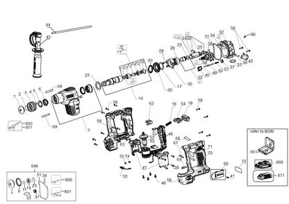 Exploded Diagram B Diagram and Parts List for DCH172E2 Type 1 DeWALT Hammer Drill