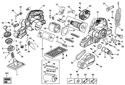 Fig-0 Diagram and Parts List for CE650-B2 Type-1 DeWALT Planer Jointer