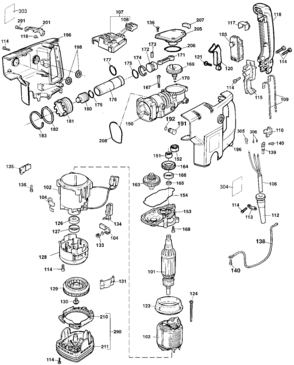 Default 2 Diagram and Parts List for DW530K Type 103 DeWALT Hammer Drill