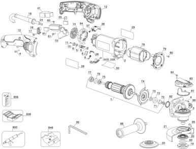 Page A Diagram and Parts List for D28116 1 DeWALT Grinder
