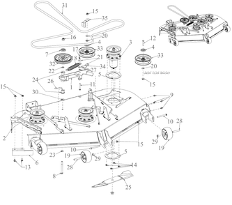 Deck Diagram and Parts List for DXGZ254P (47AKBCA7038)(2022) DeWALT Lawn Tractor
