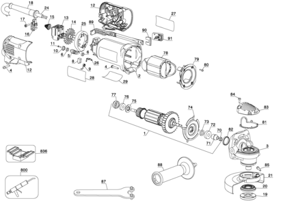 Page A Diagram and Parts List for D28112-BR 1 DeWALT Grinder