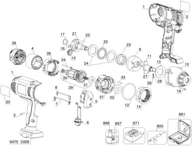 Page A Diagram and Parts List for DCF059KL 2 DeWALT Wrench