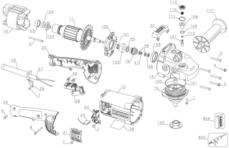 Part Location Diagram of 398621-14 DeWALT GEAR CASE COVER ASSY.