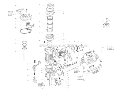 Page A Diagram and Parts List for DW45RN 20057001 and Higher DeWALT Nailer
