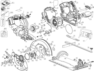 Part Location Diagram of DWE575DC DeWALT Vacuum Adaptor