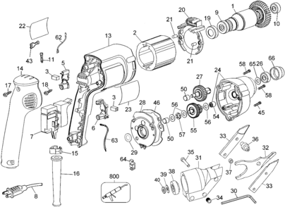 Part Location Diagram of 176650-00SV DeWALT GEAR CASE COVER
