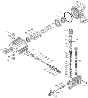 PUMP Diagram and Parts List for DPE3800X Type 1 DeWALT Pressure Washer