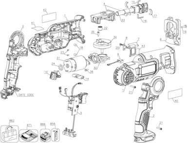 Page A Diagram and Parts List for DCS310B 1 DeWALT Reciprocating Saw