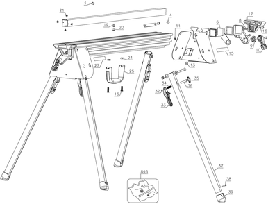Section 3 Diagram and Parts List for DWX724 Type 30 DeWALT Tool Stand & Cart