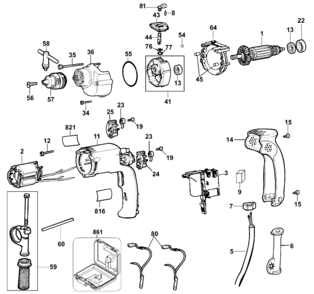 Part Location Diagram of N018111 DeWALT HANDLE COVER
