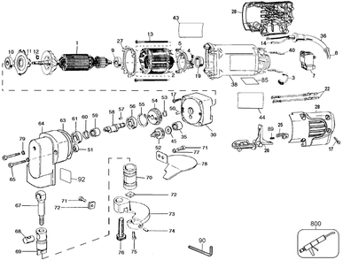 Page A Diagram and Parts List for DW893 Type 3 DeWALT Nibbler & Shears