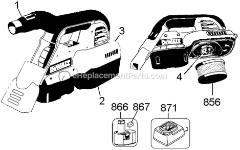 Page A Diagram and Parts List for DC515K Type 1 DeWALT Utility Vacuum