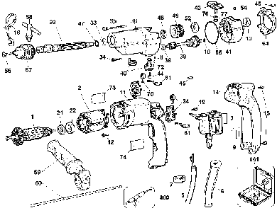 Page A Diagram and Parts List for DW505 Type 4 DeWALT Hammer Drill