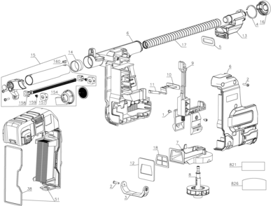 Default Diagram and Parts List for DWH304DH Type 1 DeWALT Dust Collector