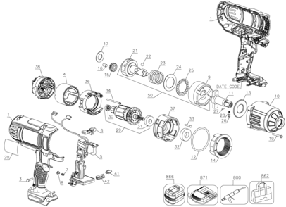 Page A Diagram and Parts List for DCF889M2 3 DeWALT Wrench