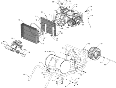Default Diagram and Parts List for DXCMWA5591056 Type 0 DeWALT Compressor