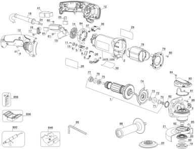 Page A Diagram and Parts List for D28116 2 DeWALT Grinder