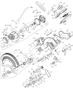 Default Diagram and Parts List for DWS780-B2 Type 20 DeWALT Miter Saw