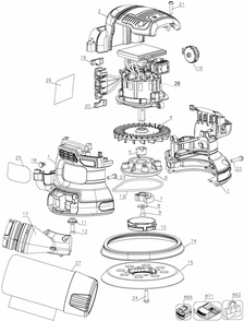 Diagram Diagram and Parts List for DCW210BR Type 2 DeWALT Orbital or Palm Sander