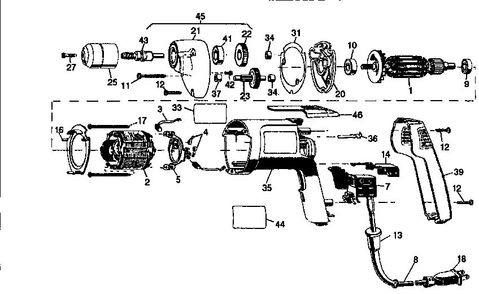 Part Location Diagram of 151856-01 DeWALT Spindles