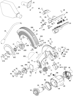 Default Diagram and Parts List for DW715-AR Type 3 DeWALT Miter Saw