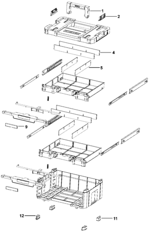 Default Diagram and Parts List for DWST17804 Type 0 DeWALT Tool Stand & Cart